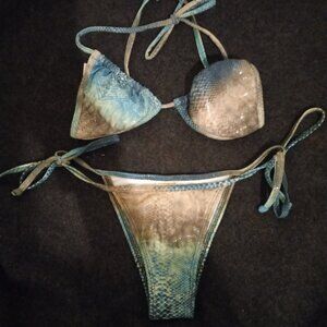 Snakeskin Coqueta swim. Triangle Top And Brazilian Cheeky Bottoms Like New Used.